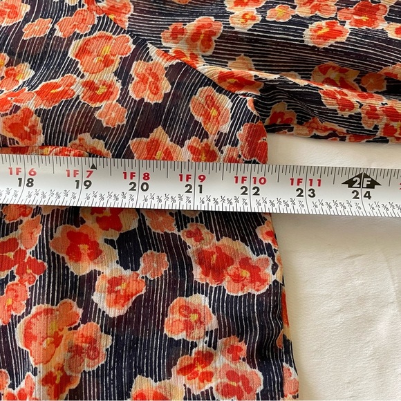 Torrid Women’s Size 1X orange blue white 3/4 sleeves sheer blouse polyester - Picture 7 of 9